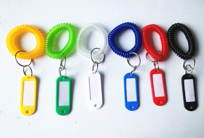 yueton Pack of 6 Colorful Spring Spiral Wrist Coil Key Chain Label, Wrist Band Key Ring Key Tag - Image 3